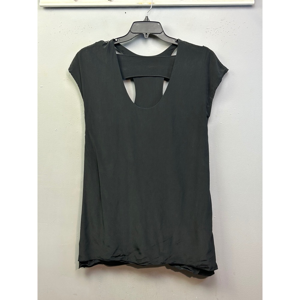 Wink Jordan Dress Women Small Black 100% Silk Cutout Racerback Mini Tunic Simple